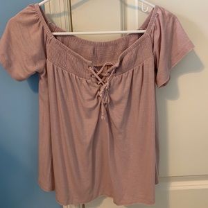 American Eagle Pink Off the Shoulder Top